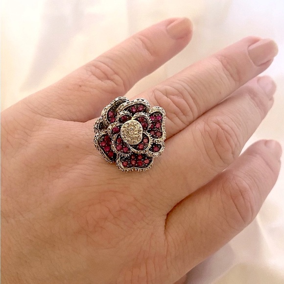 Ruby & Diamond Rose Ring - Picture 12 of 14